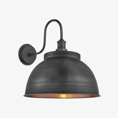 Industville Swan Neck Outdoor & Bathroom Dome Wall Light - 17 Inch