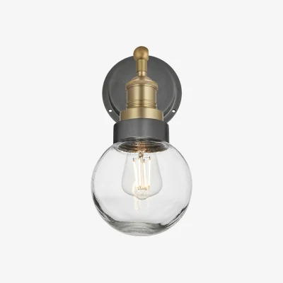 Industville Brooklyn Outdoor & Bathroom Globe Wall Light - Pewter Ring