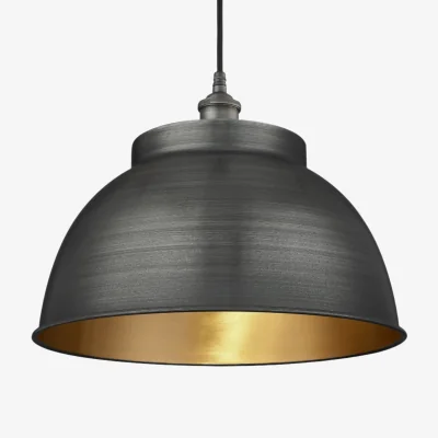 Industville Brooklyn Outdoor & Bathroom Dome Pendant - 17 Inch - Pewter Holder