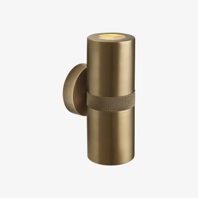 Industville Knurled Outdoor & Bathroom Up Down Spot Light - Brass