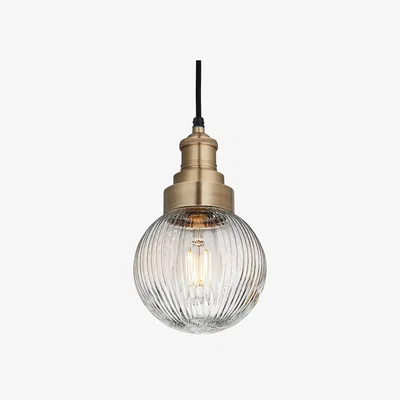 Industville Brooklyn Outdoor & Bathroom Ribbed Globe Pendant