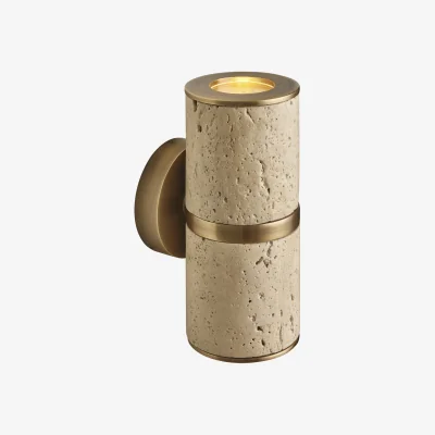 Industville Travertine Outdoor & Bathroom Up Down Spot Light - Brass