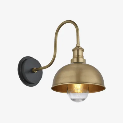 Industville Swan Neck Outdoor & Bathroom Dome Wall Light - 8 Inch