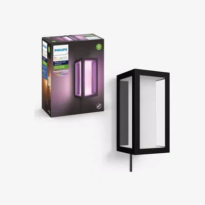 John Lewis Philips Hue White and Colour Ambiance Impress LED Smart Plug In Outdoor Wall Light Extension, Black
