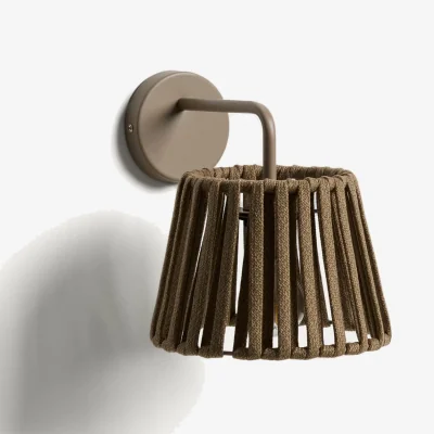 Kave Home Aldet beige outdoor wall light in flat rope cord and metal