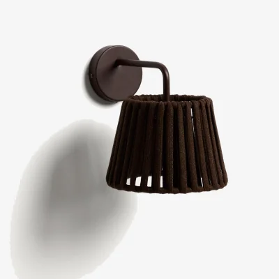 Kave Home Aldet brown outdoor wall light in flat rope cord and metal