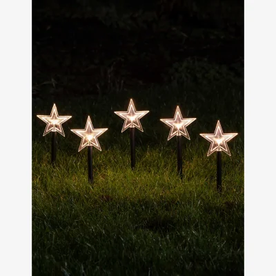 Marks & Spencer Lights4fun 5pk Warm White Star Outdoor Stake Lights Black