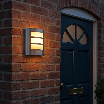 Pagazzi City Silver Outdoor Wall Light with Sensor
