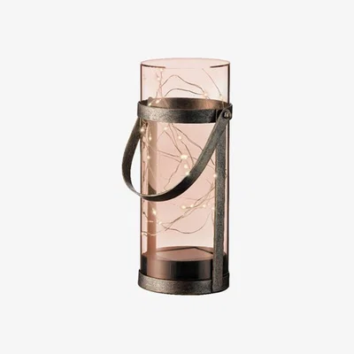 The Range Solar Lantern Warm White LED Amber Colour Hanging Garden Light With 30 Micro LED - Orange