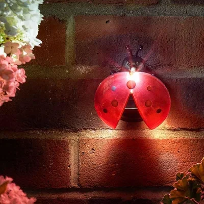 The Range 4 Pack Solar Powered Ladybug Wall Light - Red