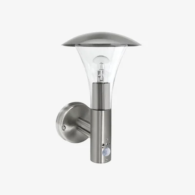 The Range Halo Outdoor Sensor Wall Light - Brushed Stainless Steel And Clear Pc