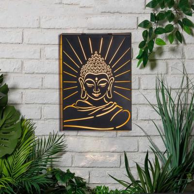 The Range Buddha Portrait Wall Art Solar Light  - Black