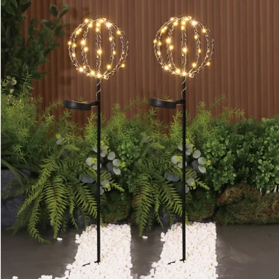 The Range Pack of 2 Solar Sparkle Ball Stake Lights - Black
