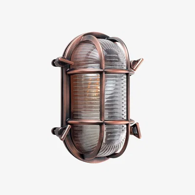 The Range Bow Industrial Copper Outdoor Wall Bulkhead Light - Copper