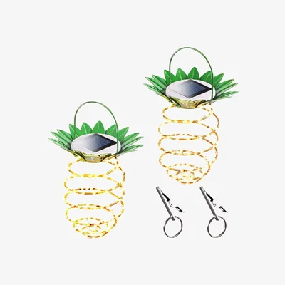 The Range Set of 2 Pineapple Spiral Solar LED Lights - Pineapple