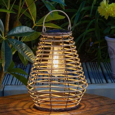 The Range Solar LED Rattan Lantern  - Brown