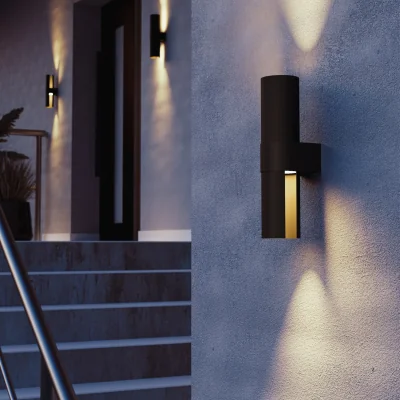 The Range Eglo Montelauro Outdoor LED Wall Light, Black, TriColour CCT, IP65 - Black