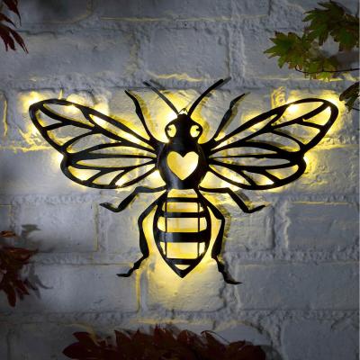 The Range Bumble Bee Wall Art Solar Light Garden  - Black