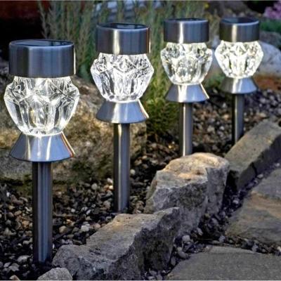 The Range 4PK Crystal Solar Stake Lights Colour Changing  - Silver