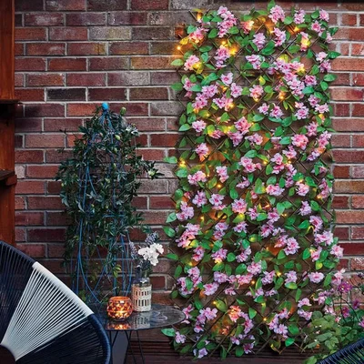 The Range Pink Blossom Trellis Solar Wall Light  - Pink