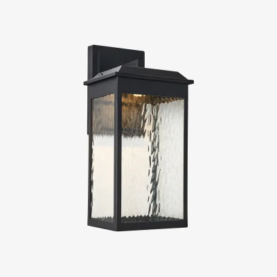 The Range Saxon Large LED Outdoor Wall Light with Water Ripple Glass - Antique Bronze