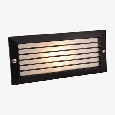 The Range Brick 1 Light Outdoor Light Outdoor - With Louvre Black, Opal Glass IP54, E27 - White