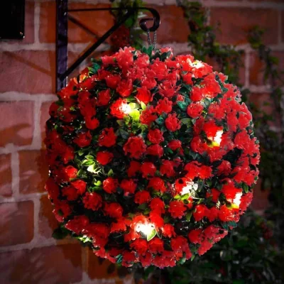 The Range 28cm Solar Powered Topiary Garden Ball LED Light - Red / 700g