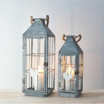 The Range Grey White Washed Metal Lantern - Grey