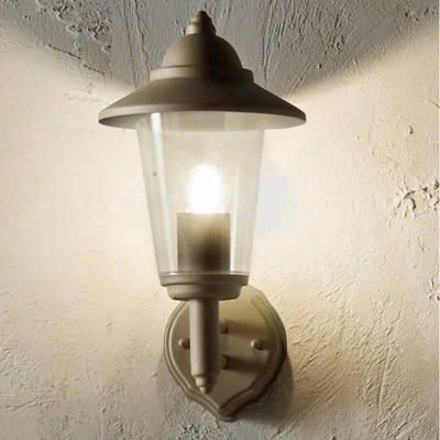 The Range Aster Taupe Metal Curved Glass Lantern Wall Uplighter - Matt taupe