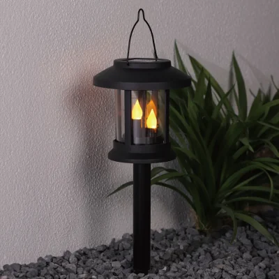 The Range Solar Trio Flame Effect Stake Light - Black
