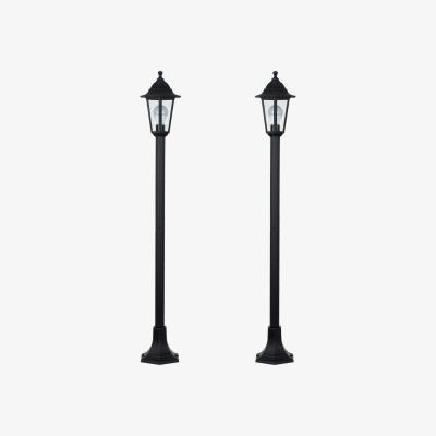 The Range Pair Of Traditional 1.2m Black IP44 Outdoor Garden Lamp Post Bollard Lights - Black