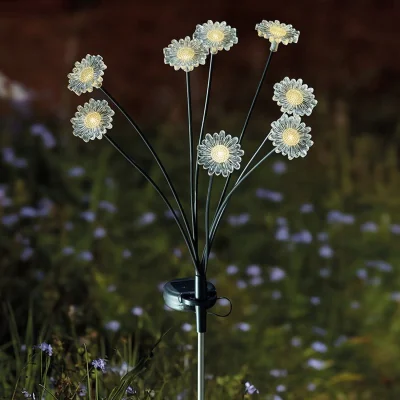 The Range Daisy Flower 8 Stem Solar Stake Lights - Black