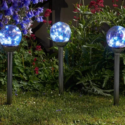 The Range Set of 4 Solar Powered Firefly Opal Stake Lights - Black