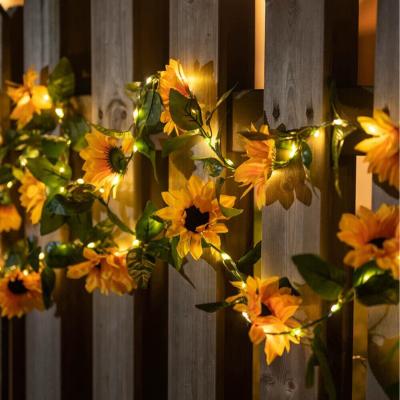 The Range Solar Powered Leaf Sunflower Fairy String Lights  - Yellow