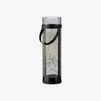 The Range Tall Solar Lantern Warm White LED Smoke Grey Hanging Garden Light  - Grey