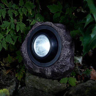 The Range Rock Effect Solar Powered Light - Grey