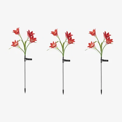 The Range Set of 3 Lily Solar Lanterns - Red
