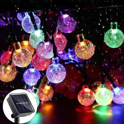 The Range LED Solar Globe String Lights for Outdoors - black
