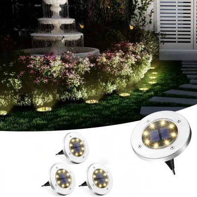 The Range Set of 4 LED Solar Power Ground Lights - Silver