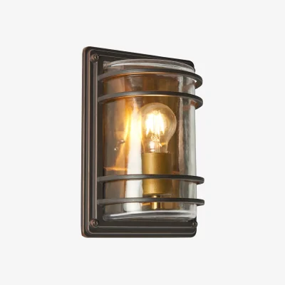 The Range Rico Outdoor Wall Light with Brass Accents - Antique Bronze