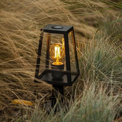 The Range CGC LOUIE Black Modern Outdoor Lantern Short Post Light - Black