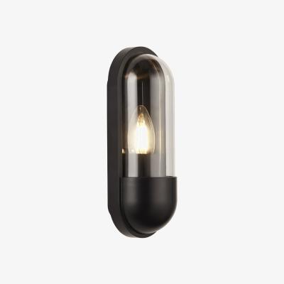 The Range Modern Black Weather Resistant Capsule Outdoor Wall Light - Black