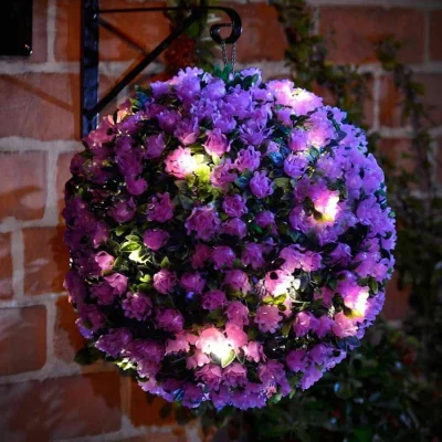 The Range 28cm Solar Powered Topiary Garden Ball LED Light - Purple / 700g