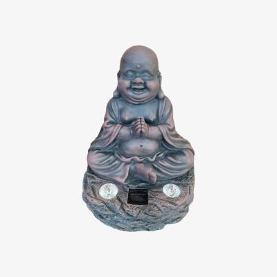 The Range Solar Buddha Garden Ornament Feature Light Up White LED - Grey