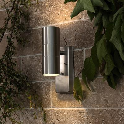 The Range Modern Brushed Chrome IP44 Rated Up Down Outdoor Security Wall Light - Silver