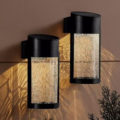 The Range Set Of 2 Crackle Solar Wall Light - Black