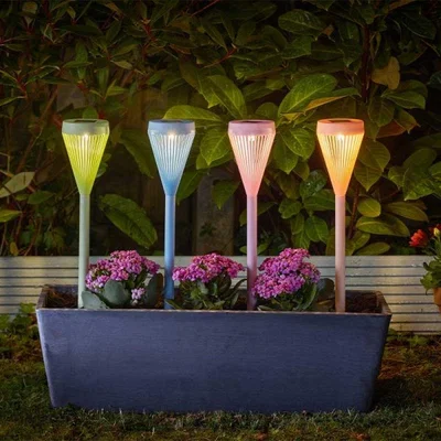 The Range Set of 4 Colourful Stake Lights - Blue, Green, Pink, Orange