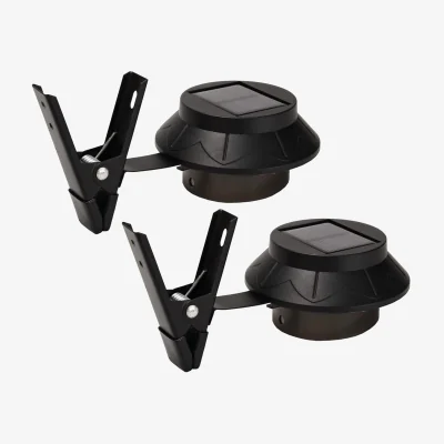 The Range Set of 2 Solar Powered Clip On Garden Gutter Lights - Black