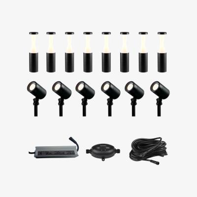 The Range Ellumiere Low Voltage Outdoor Lighting Starter Kits - Black / 6 Black Spotlights & 8 Bollard Lights