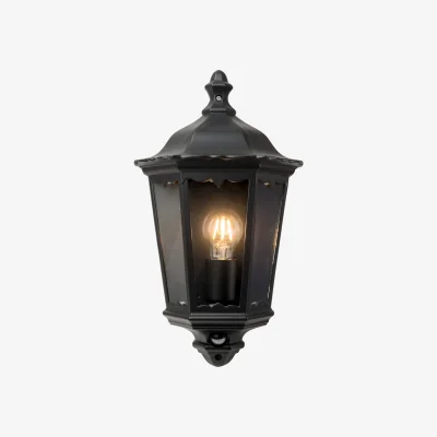 The Range Sienna Outdoor Sensor Wall Light - Matt Black And Clear Glass